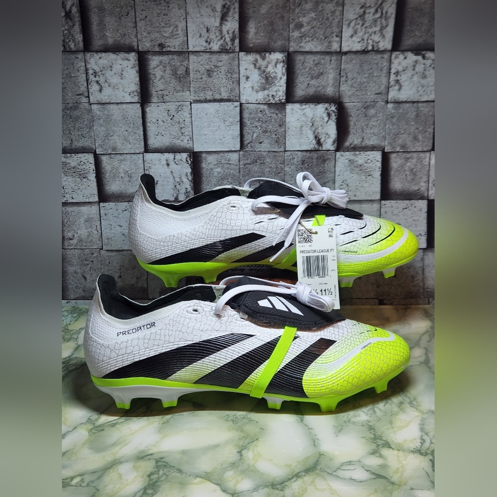 Adidas Predator League Soccer Cleats White Black Lemon Men's Size 10.5